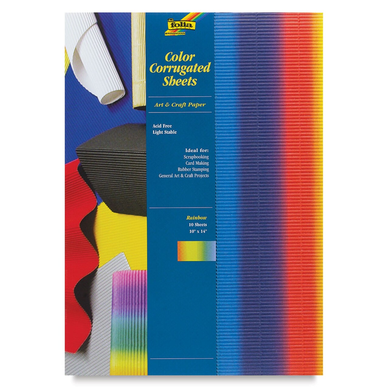 Folia Corrugated Papers - 9-3/4" x 13-3/4", Rainbow, Pkg of 10
